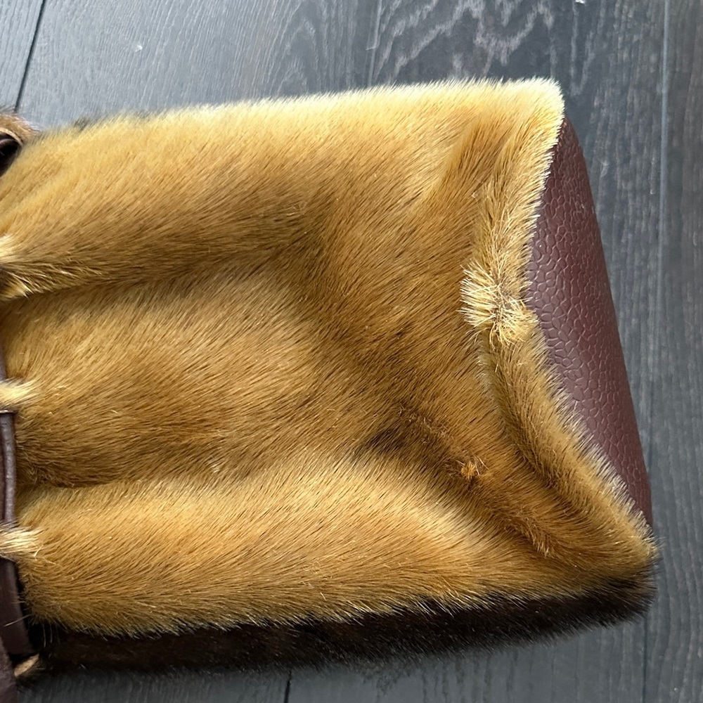 Brown and Tan Fur Drawstring Bag - Picture 3 of 8